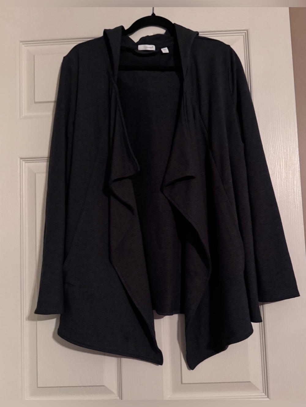 J. Jill Dark Gray Pima Cotton Open-Front Hooded Draped Cardigan